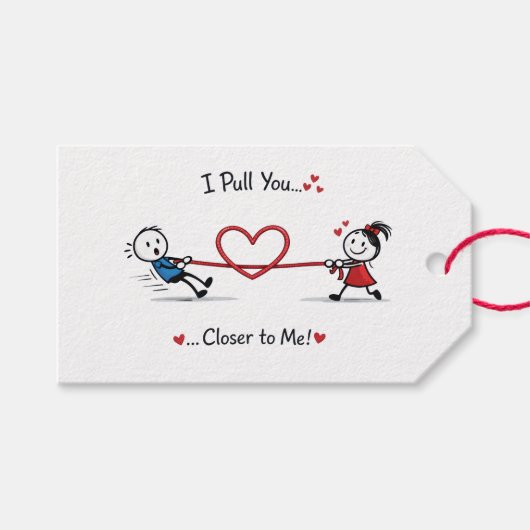 Stickman touwtrekken van liefde cadeaulabel (Voorkant (Horizontaal))