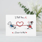 Stickman touwtrekken van liefde kaart (Staand voorkant)
