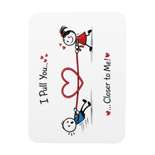 Stickman touwtrekken van liefde magneet (Verticaal)