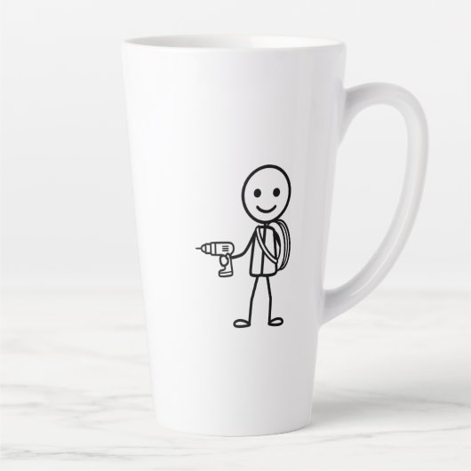 Stickmen At Work - De elektricien Latte Mok (Rechts)