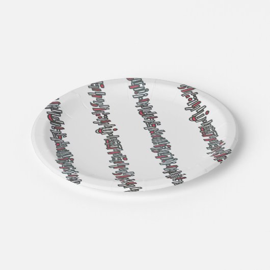 Sticks en stengels-zwart en rode strepen papieren bordje (Gekanteld)