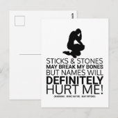 Sticks & Stones, Woke Satire Briefkaart (Voorkant / Achterkant)