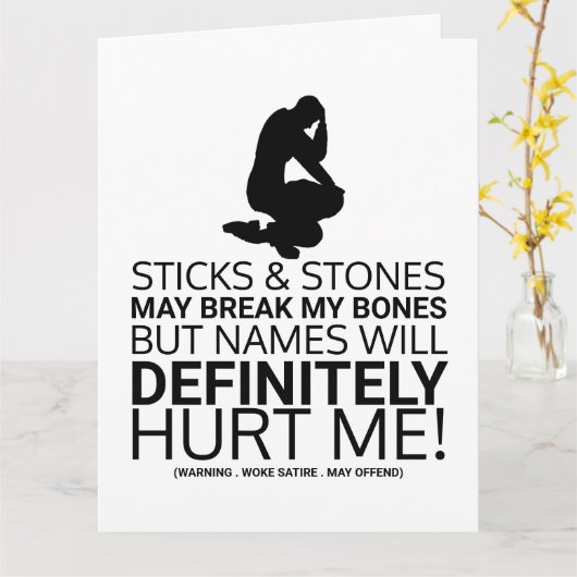 Sticks & Stones, Woke Satire Kaart (Gele Bloem)