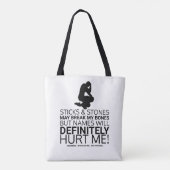 Sticks & Stones, Woke Satire Tote Bag (Achterkant)