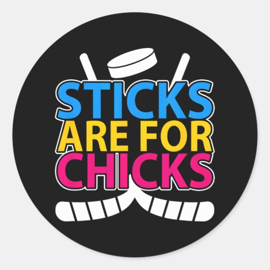 Sticks zijn voor Chicks Field hockey speler Ronde Sticker (Voorkant)