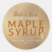 Sticky drip Grunge Label AMBER grade MAPLE SYRUP (Voorkant)