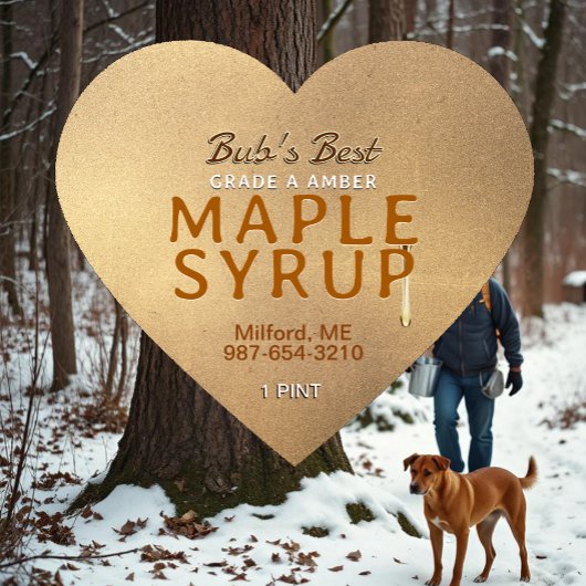 Sticky drip Grunge Label MAPLE SIROOP op het hart