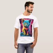 Sticky Kitty–Levendige Cursieve Graffiti Logo T-Sh T-shirt (Voorkant volledig)