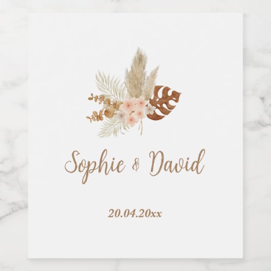 Sticky Labels Bruiloft Bohemian Wijn Etiket (Enkel label)