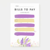 Sticky Note BILLS TO PAY Check box Purple Lavender (Voorkant)