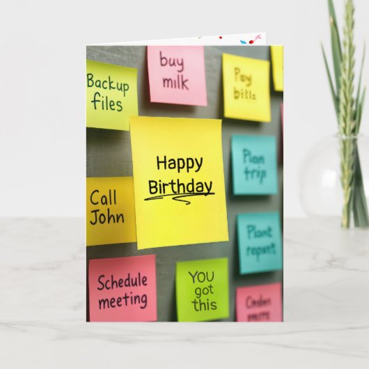 Sticky Note Birthday Kaart (Voorkant)