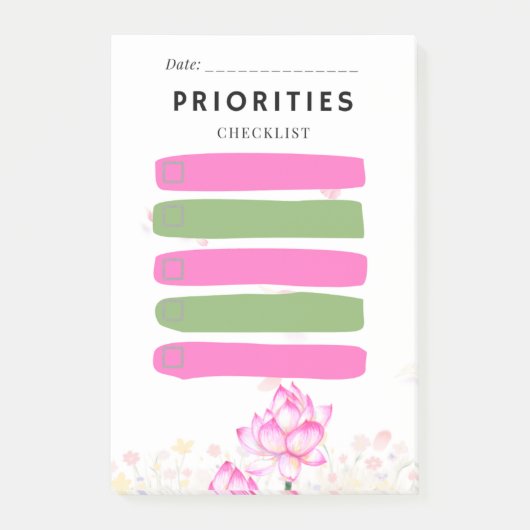 Sticky Note PRIORITEIT Checkbox Roze Lelie (Voorkant)