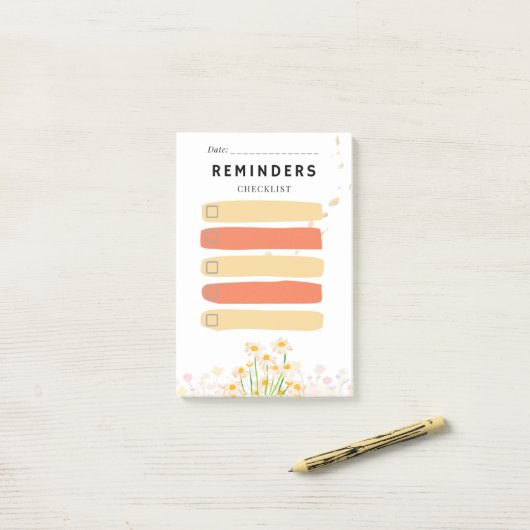 Sticky Note REMINDERS Check Box  Yellow Daisy (Op bureau)