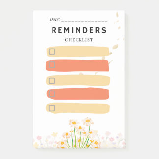Sticky Note REMINDERS Check Box  Yellow Daisy