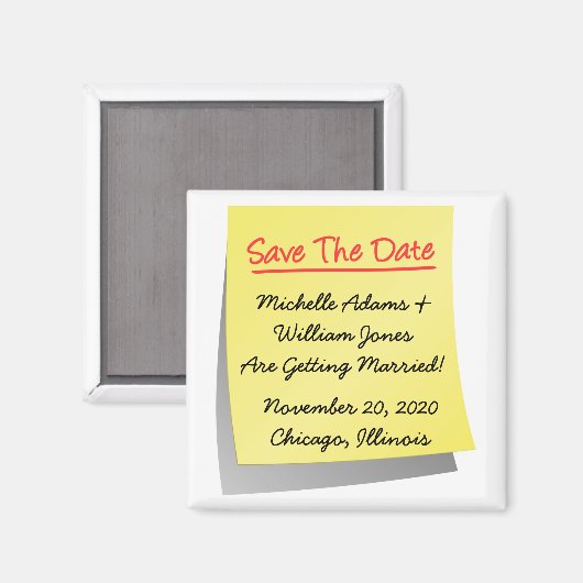 Sticky Note Save the Date Magnet (Voorkant / Achterkant)