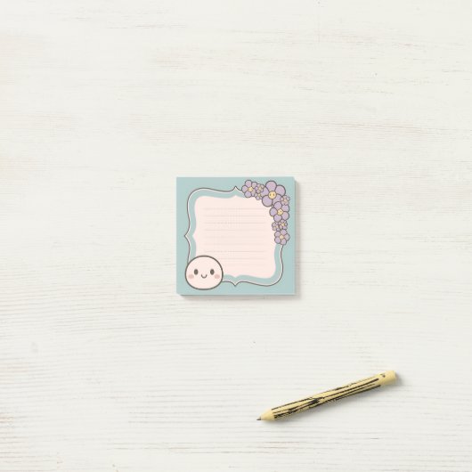  Sticky Note Sjabloon met Floral (Op bureau)