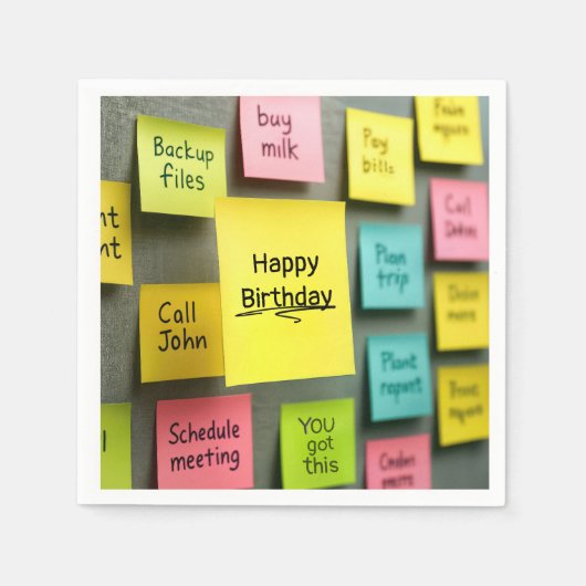 Sticky Note Verjaardag Servet (Voorkant)