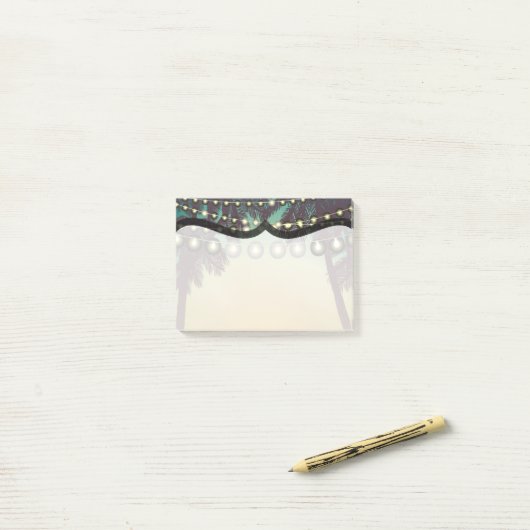 Sticky Notes Beach Sunset Palm Tree String Lights (Op bureau)