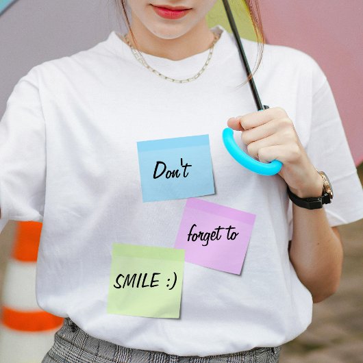 Sticky notes Cute pastel kleuren Smile Aangepaste T-shirt