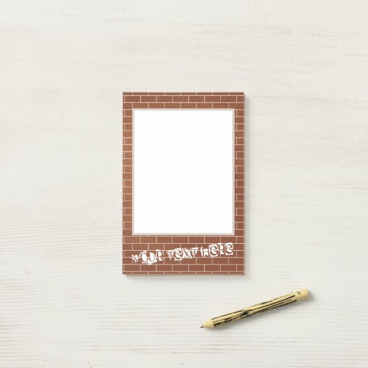 Sticky Notes met bakstenen muur en aangepaste teks (Op bureau)