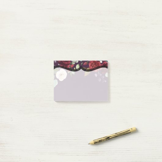 Sticky Notes Pruim Paarse Rozen Goud Geometrisch (Op bureau)