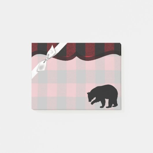 Sticky Notes Red Buffalo Plaid Beer Zwart (Voorkant)