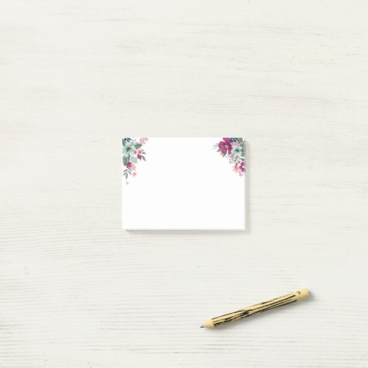 Sticky Notes Tropische bloemen op wit (Op bureau)