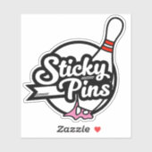 "Sticky Pins" Bowling Team Logo Sticker (Vel)