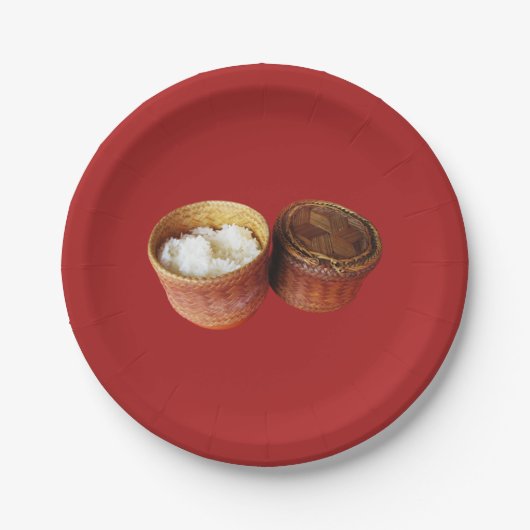 Sticky Rice [Khao Niao] Thai Lao Food Papieren Bordje (Voorkant)