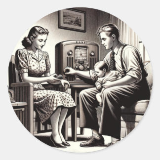 Sticky Sounds: Uitzendingen overal. Ronde Sticker