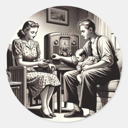 Sticky Sounds: Uitzendingen overal. Ronde Sticker (Voorkant)