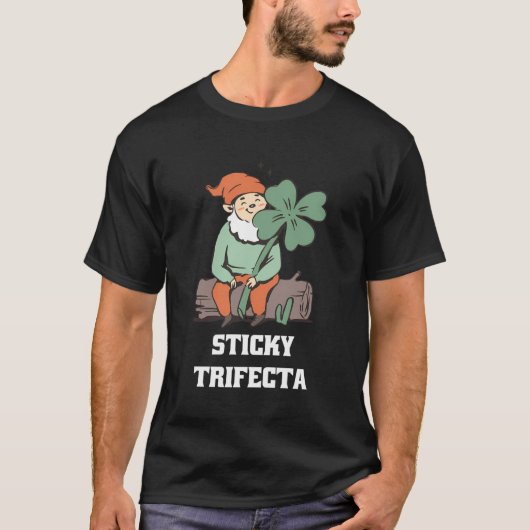 Sticky Trifecta Schattigee Retro Lucky Gnome Desig T-shirt (Voorkant)