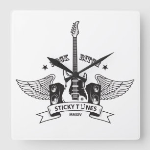 Sticky Tunes   Wanduhr   Rock Style Edition Vierkante Klok
