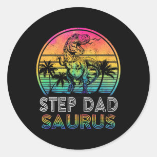 Stief Dadsaurus Dinosaur Stief Vader Saurus Famili Ronde Sticker