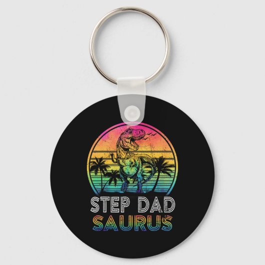 Stief Dadsaurus Dinosaur Stief Vader Saurus Famili Sleutelhanger (Voorkant)