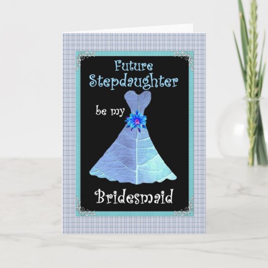 STIEFDOCHTER Be My Bridesmaid Invite - Blauwe jurk (Voorkant)