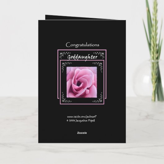 STIEFDOCHTER Huwelijksfelicitaties  Roze Roos Kaart (Achterkant)