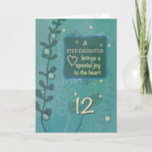 Stiefdochter Religieuze 12e Verjaardag Handgeteken Kaart (Voorkant)
