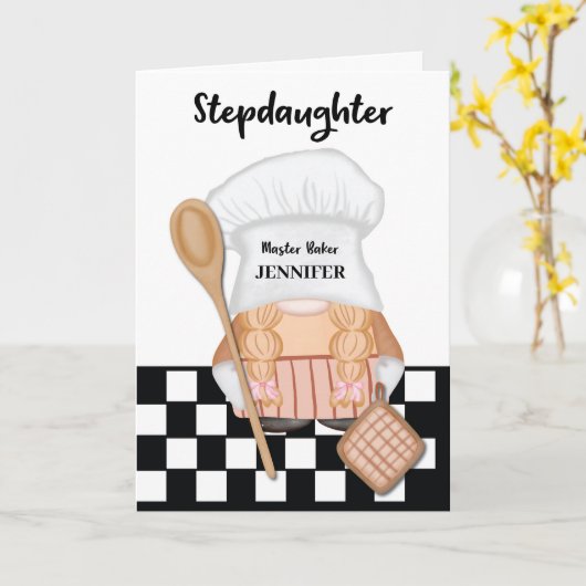 stiefdochter verjaardag grillige kabouter bakker kaart (Gele Bloem)