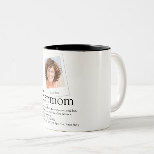 Stiefmoeder Bonus Moeder Definitie Foto Tweekleurige Koffiemok (Voorkant rechts)