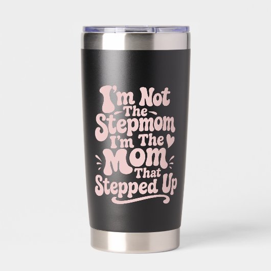 Stiefmoeder cadeau de moeder die stapte retro geïsoleerde drinkbeker (Voorkant)