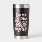 Stiefmoeder cadeau de moeder die stapte retro geïsoleerde drinkbeker (Achterkant)
