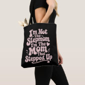 Stiefmoeder cadeau de moeder die stapte retro tote bag (Dichtbij)