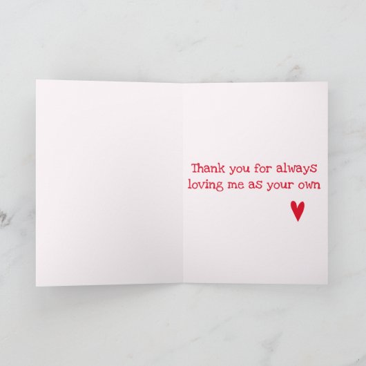 Stiefmoeder 'Dank je' | Red Heart Kaart (Binnen)