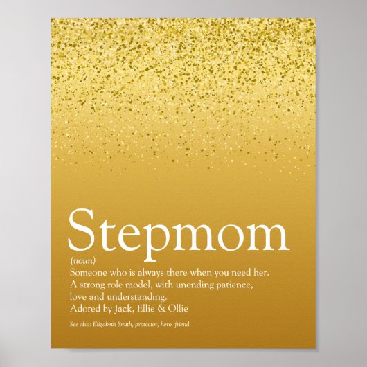 Stiefmoeder Definitie Goud Glitter Poster (Voorkant)