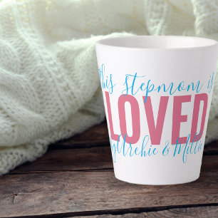 Stiefmoeder Geliefd door .. Roze Turquoise Persoon Latte Mok