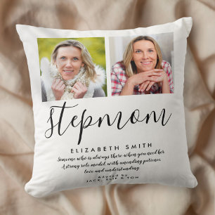Stiefmoeder Modern Elegante Script Quote Foto Kuss Kussen