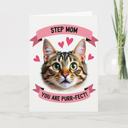 Stiefmoeder Purrfect Tabby Kat Kaart (Voorkant)