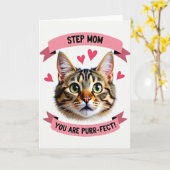 Stiefmoeder Purrfect Tabby Kat Kaart (Gele Bloem)