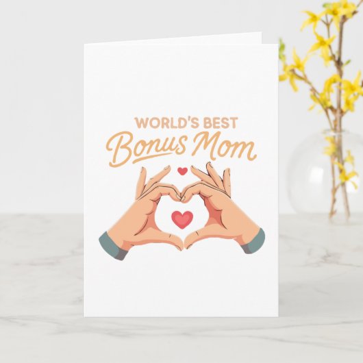 Stiefmoeder van de Wereld | Hart Handen Cadeau Kaart (Gele Bloem)